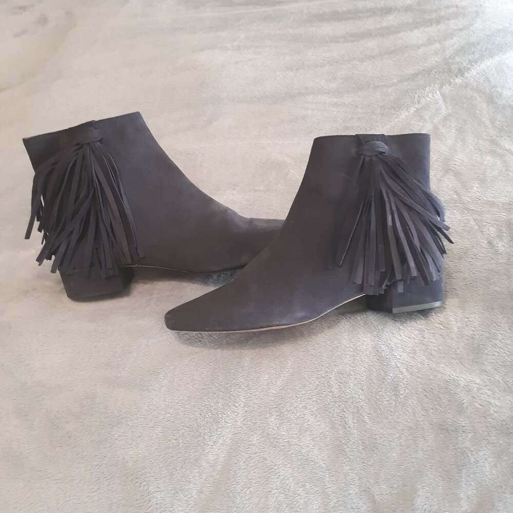 Navy suede ankle booties